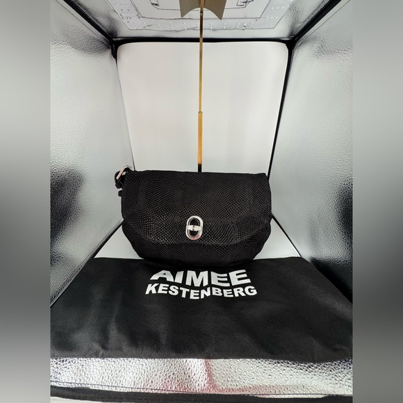 Aimee Kestenberg Genuine Leather Lizard Embossed Shoulder/Crossbody Bag Black - Picture 5 of 17